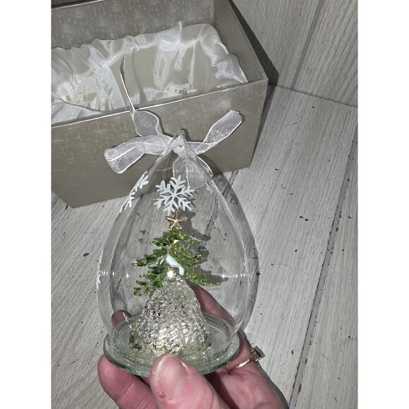 Spun Blown Glass Lighted Ornament Snowman Christma Tree Changes Color Gift Box - Picture 3 of 13